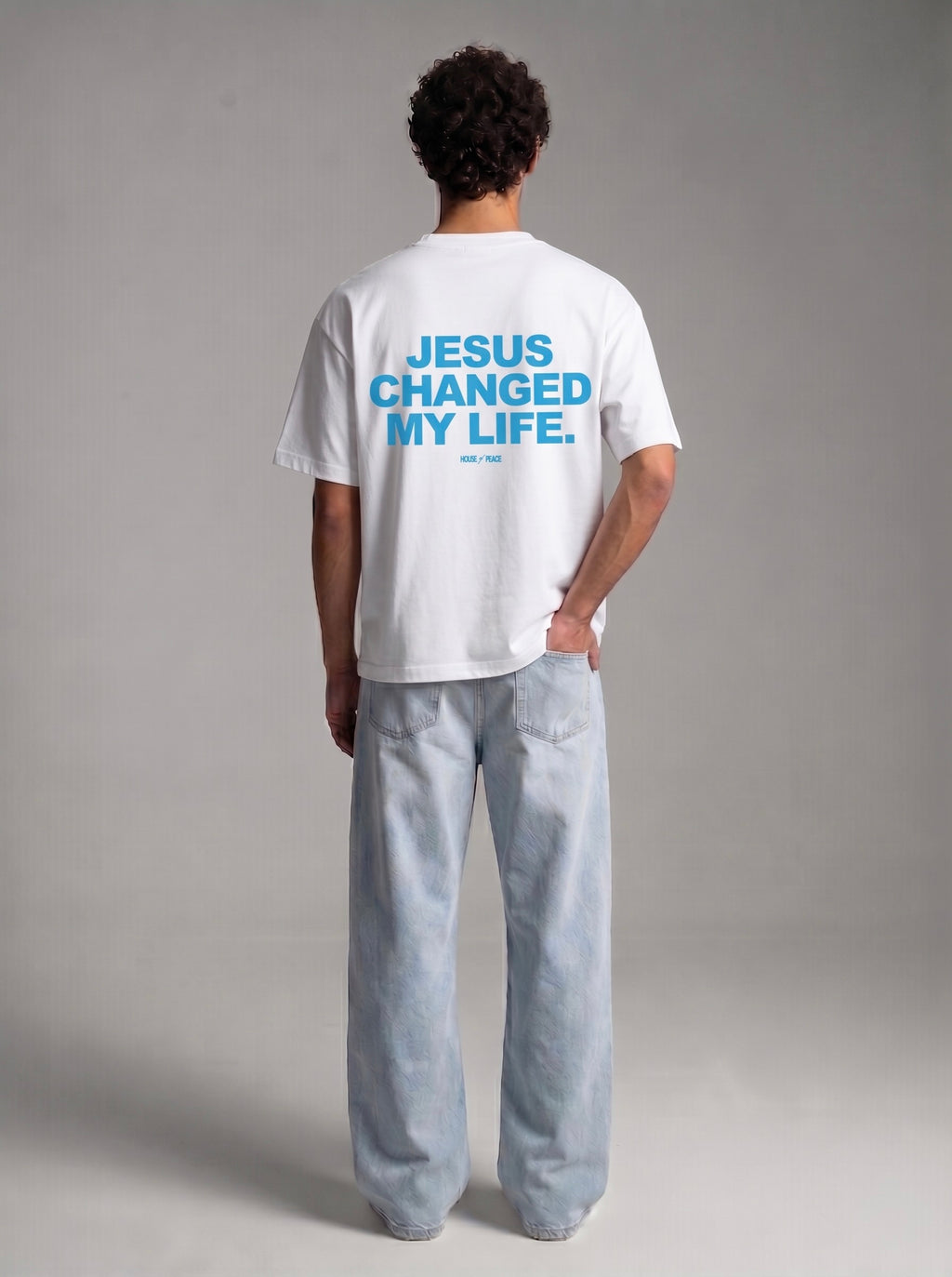 Jesus Changed My Life White Boxy Drop Shoulder Tee | House of Peace®