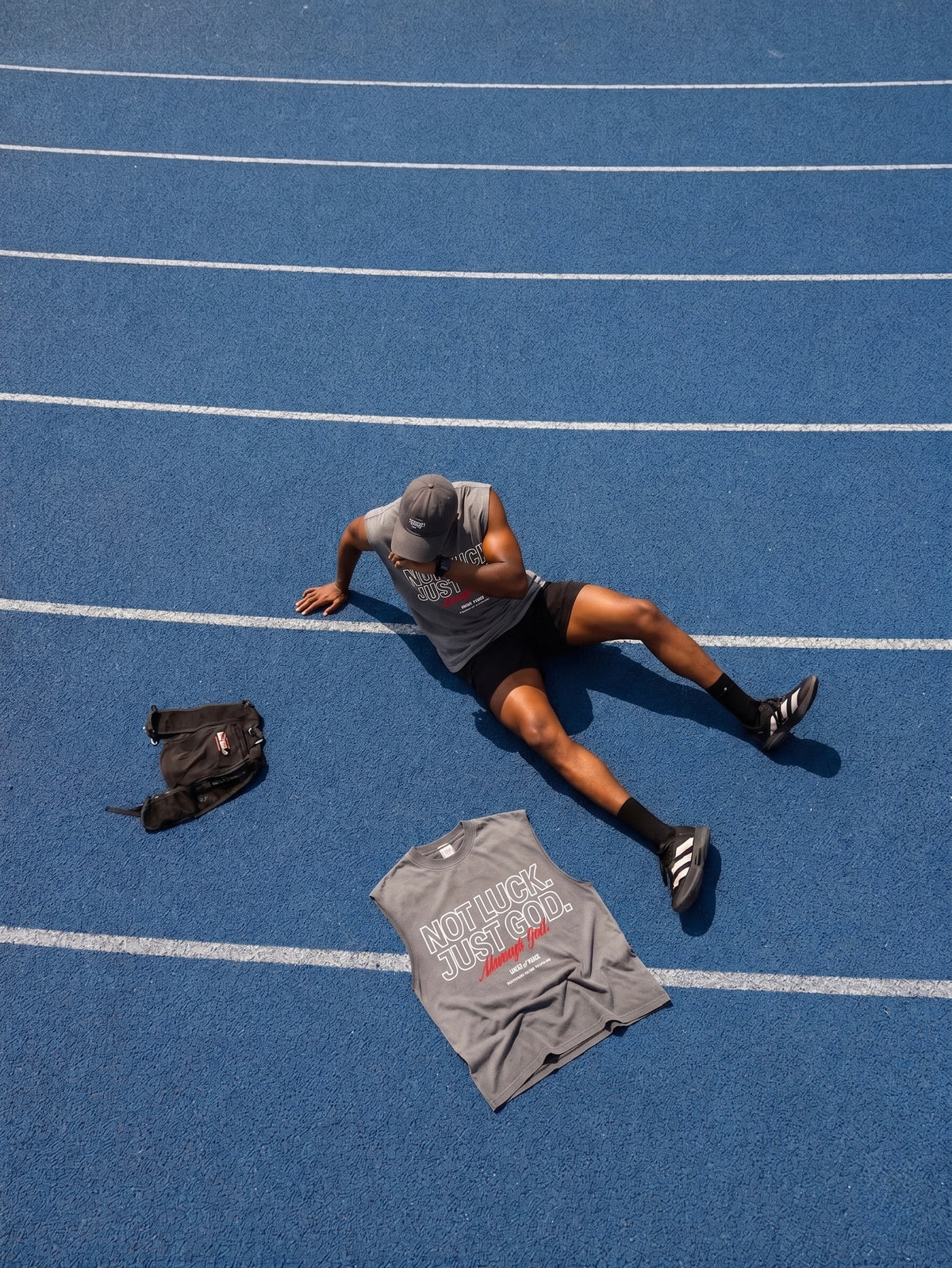 Not Luck Just God Raw Edge Gray Washed Tank Top | House of Peace®