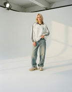 Know Jesus, Know Peace Signature White Striped Collar Sweatshirt | House Of Peace®