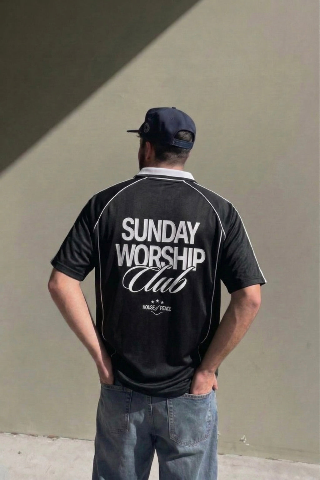 Sunday Worship Club Black Stripe Soccer Jersey | House of Peace®