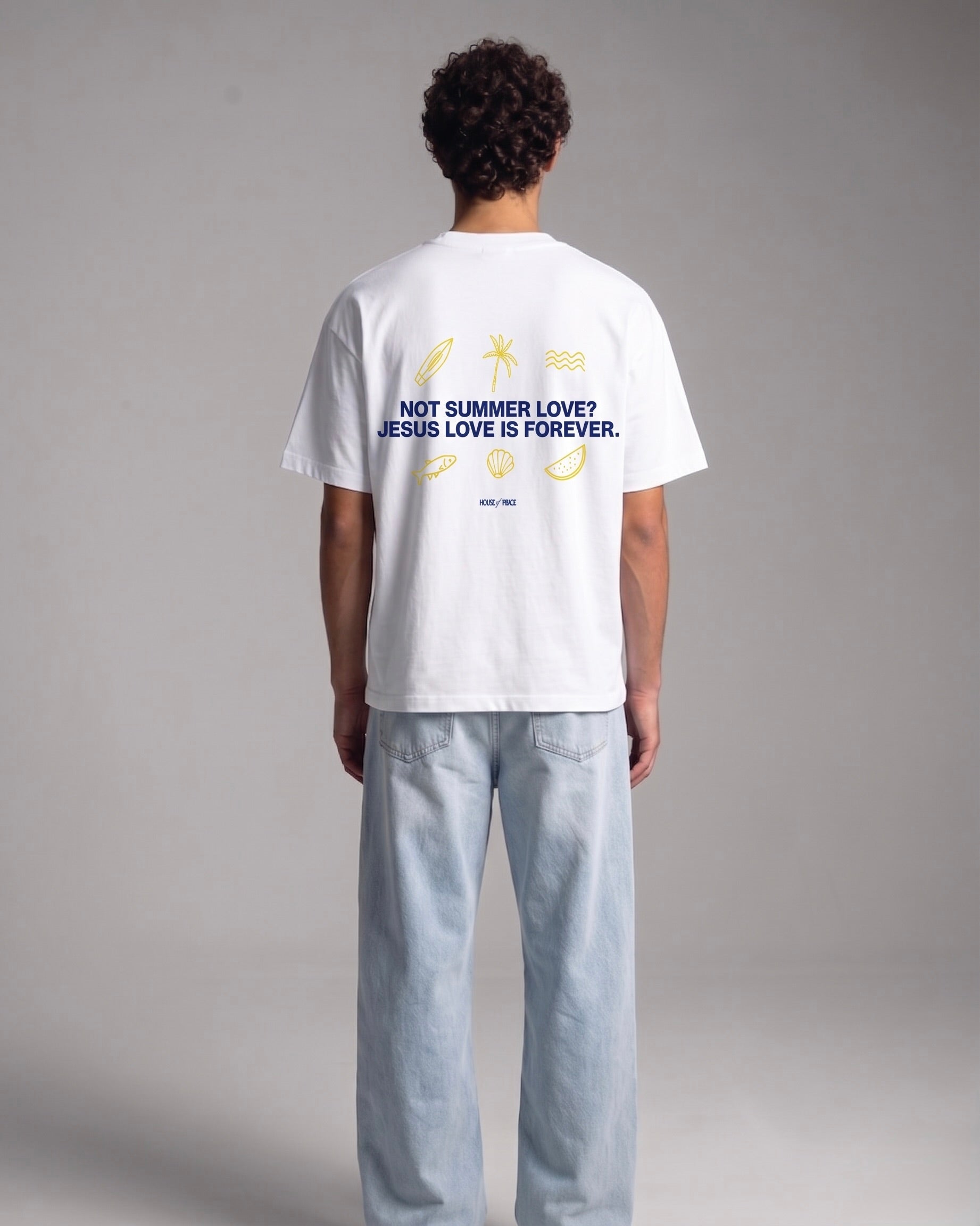 Summer Love White Boxy Drop Shoulder Tee | House of Peace®