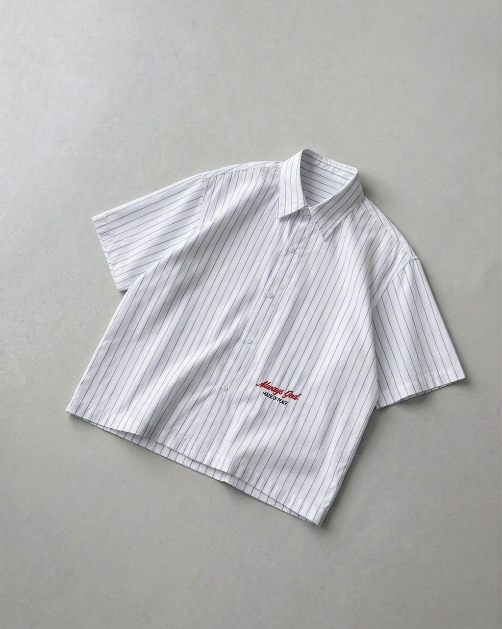 Not Luck Just God White Oversized Striped Boxy Shirt | House Of Peace®