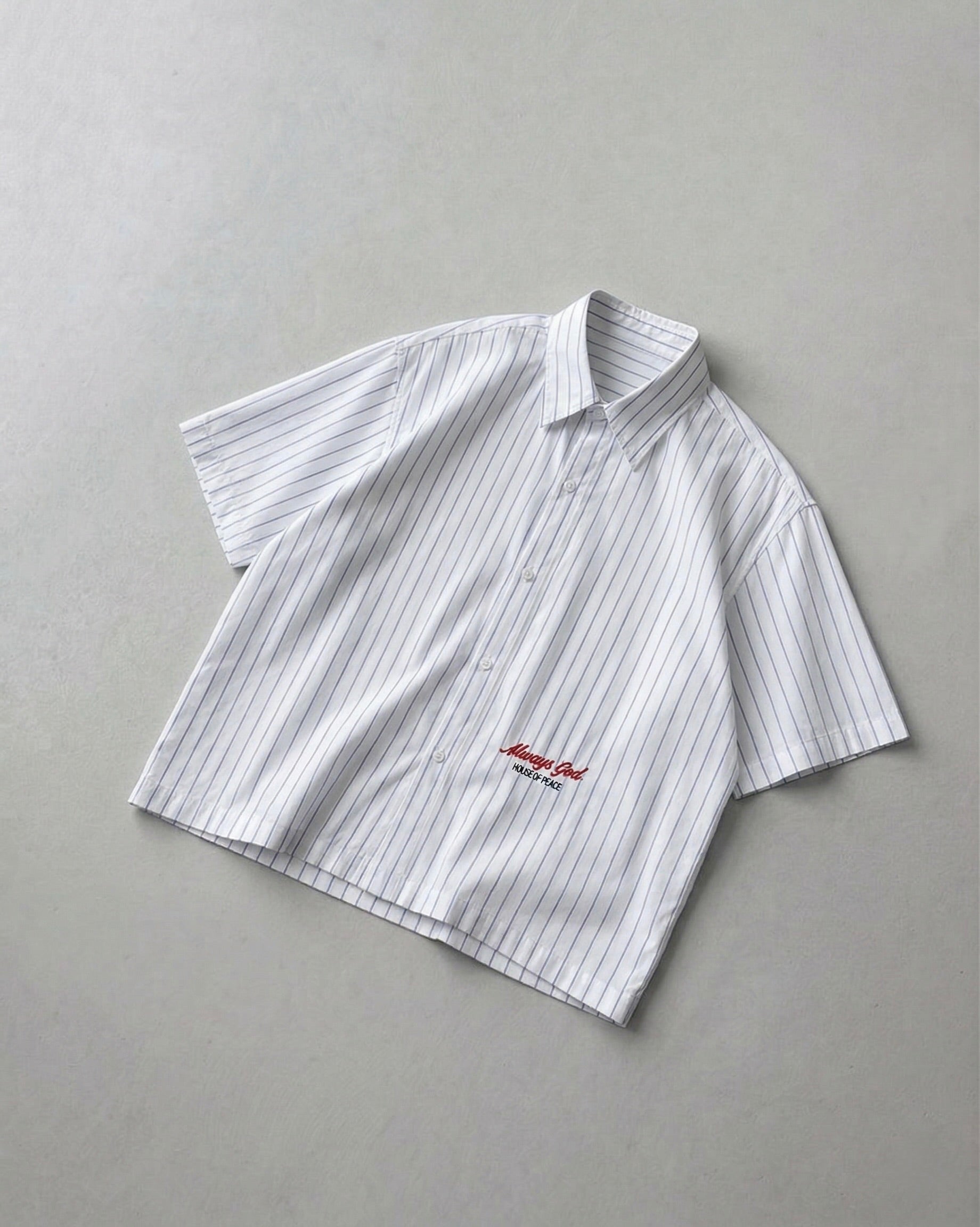 Not Luck Just God White Oversized Striped Boxy Shirt | House Of Peace®