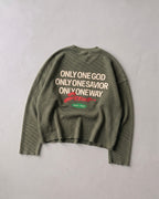 Only Jesus Vintage Waffle Raw Edge Green Longsleeve | House of Peace®