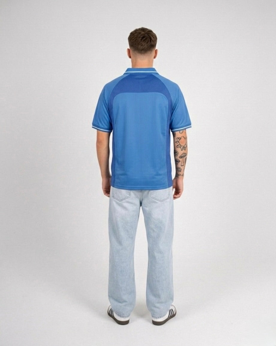 Jesus Loves You First Blue Striped Soccer Jersey | House of Peace®