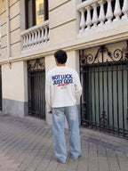 Not Luck Just God Waffle Longsleeve Loose Fit Tee White | House of Peace®