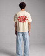 Sunday Worship Club Summer Beige Boxy Drop Shoulder Tee | House of Peace®