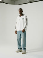 Know Jesus, Know Peace Signature White Striped Collar Sweatshirt | House Of Peace®