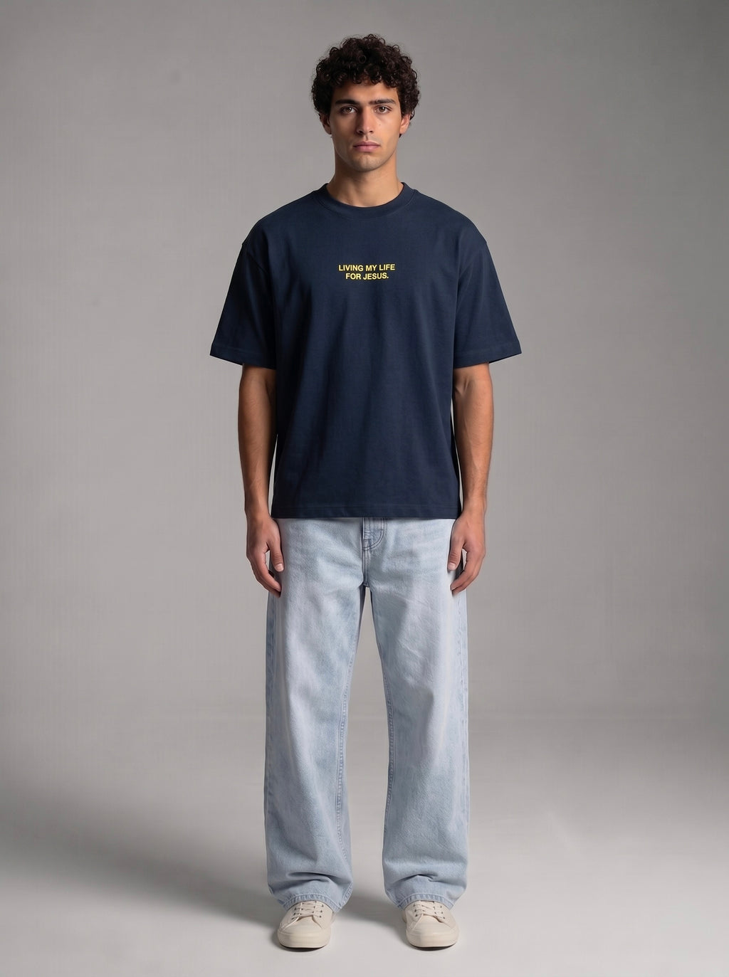 Living My Life Navy Blue Boxy Drop Shoulder Tee | House of Peace®