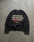 Only Jesus Vintage Waffle Raw Edge Black Longsleeve | House of Peace®
