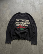 Only Jesus Vintage Waffle Raw Edge Black Longsleeve | House of Peace®