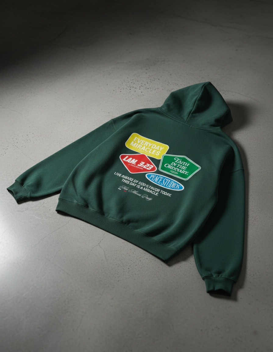 Everyday Miracles Green Boxy Hoodie | House Of Peace®