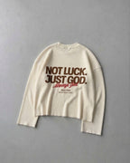 Not Luck Just God Waffle Longsleeve Loose Fit Tee Beige | House of Peace®