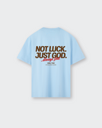 Not Luck Just God Blue Heavyweight Loose Fit Tee | House of Peace®