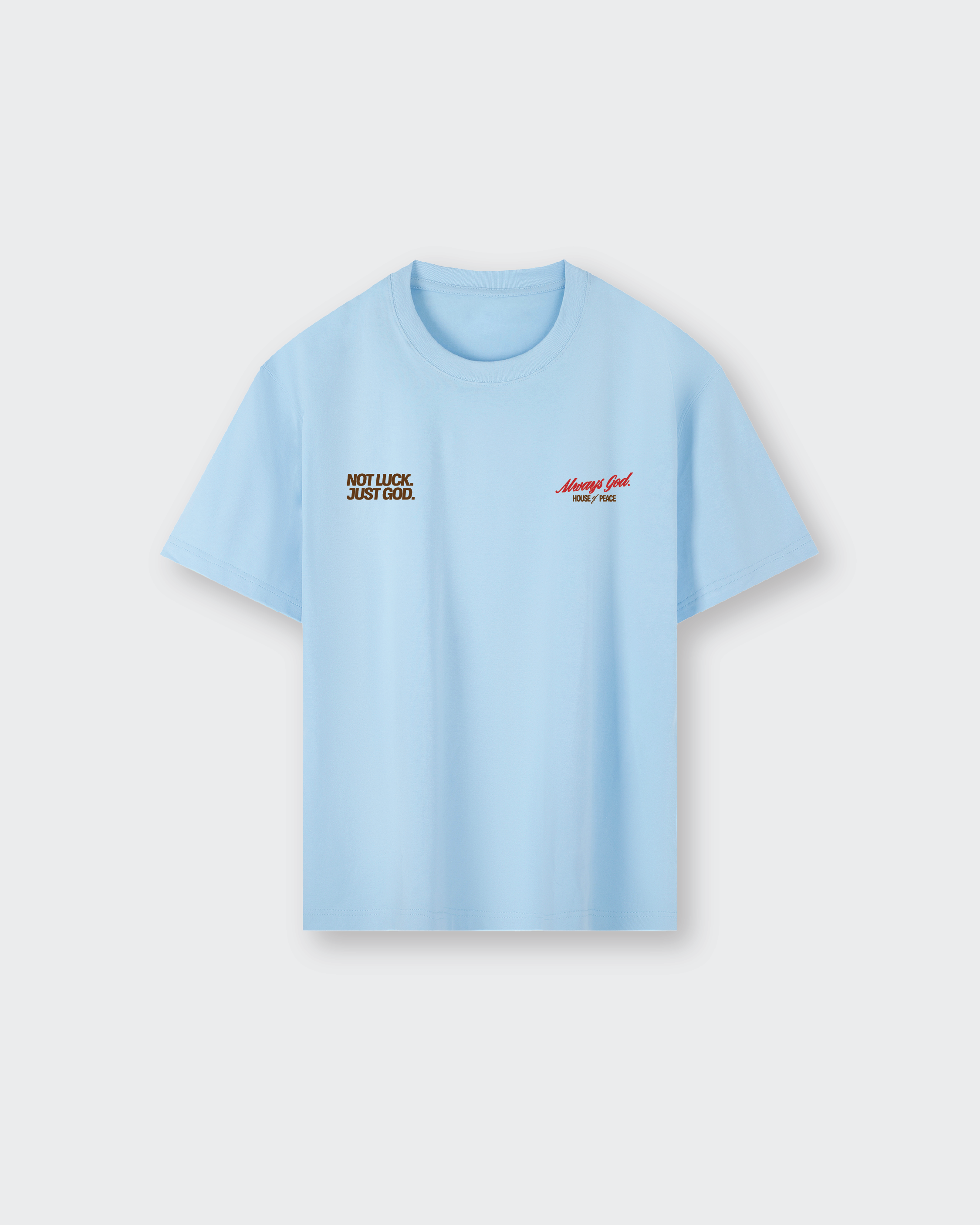 Not Luck Just God Blue Heavyweight Loose Fit Tee | House of Peace®