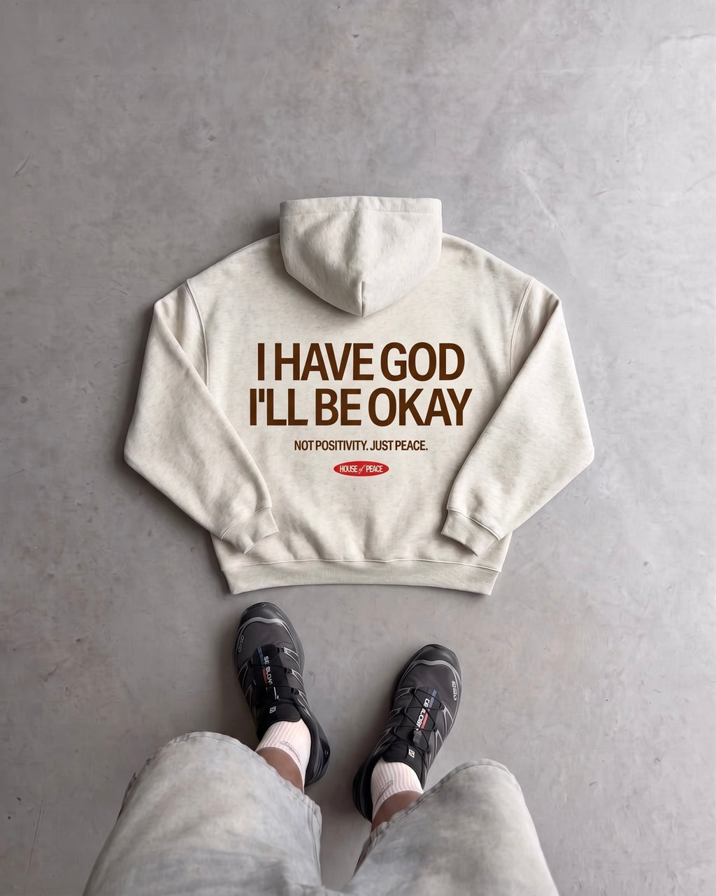 I Have God Oat Gray Oversized Heavyweight Hoodie | House of Peace®