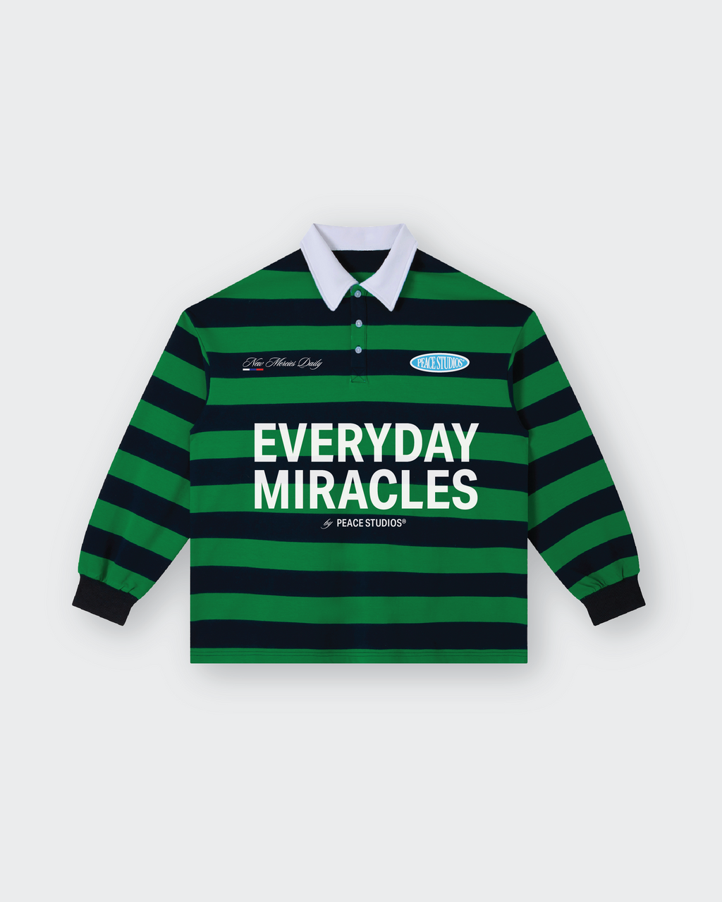 Everyday Miracles Green Stripe Polo Shirt | House Of Peace®