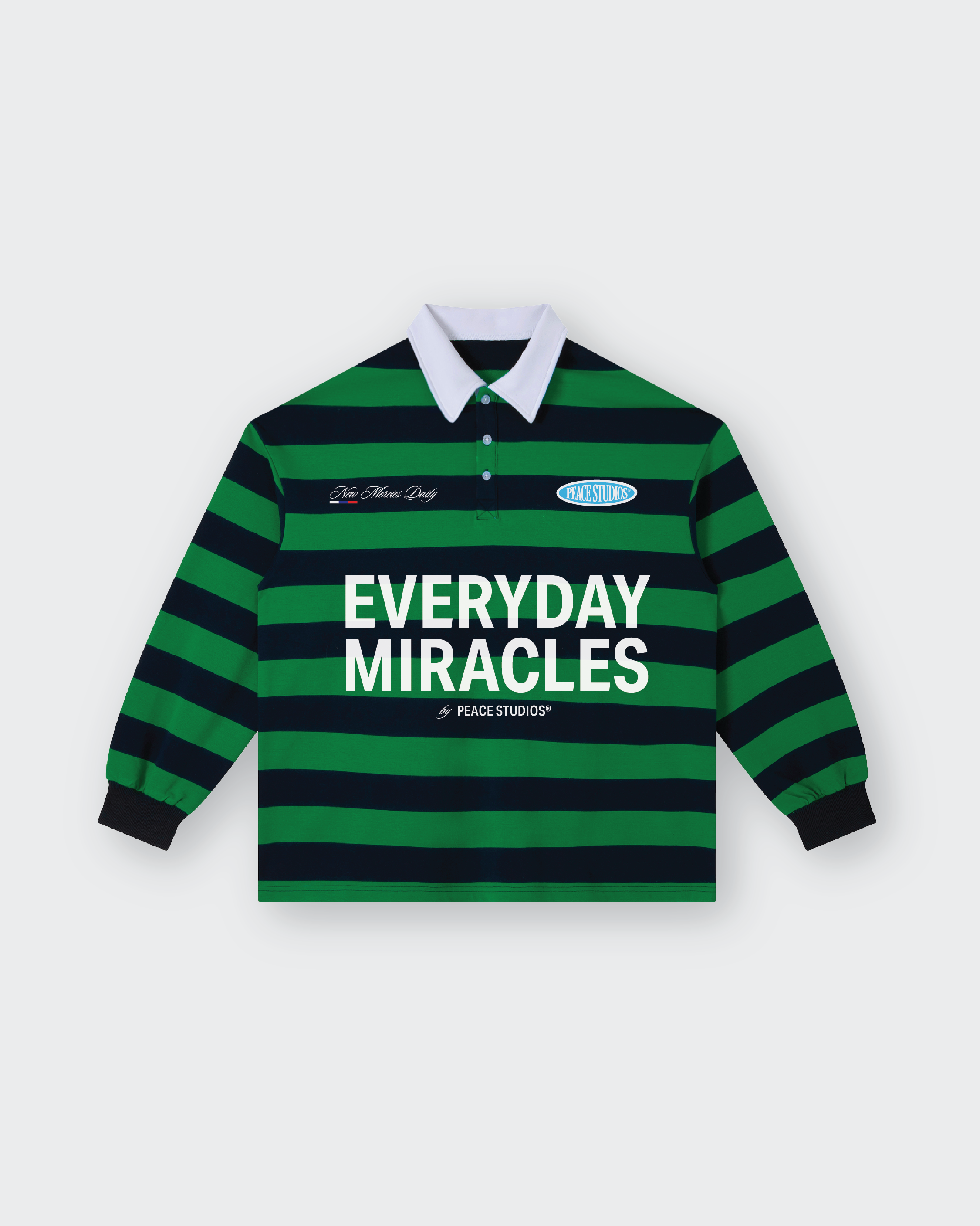 Everyday Miracles Green Stripe Polo Shirt | House Of Peace®
