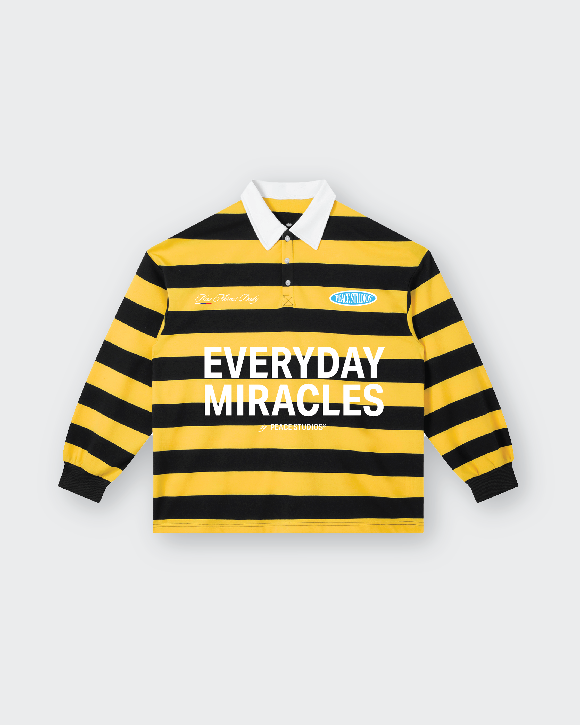 Everyday Miracles Yellow Stripe Polo Shirt | House Of Peace®