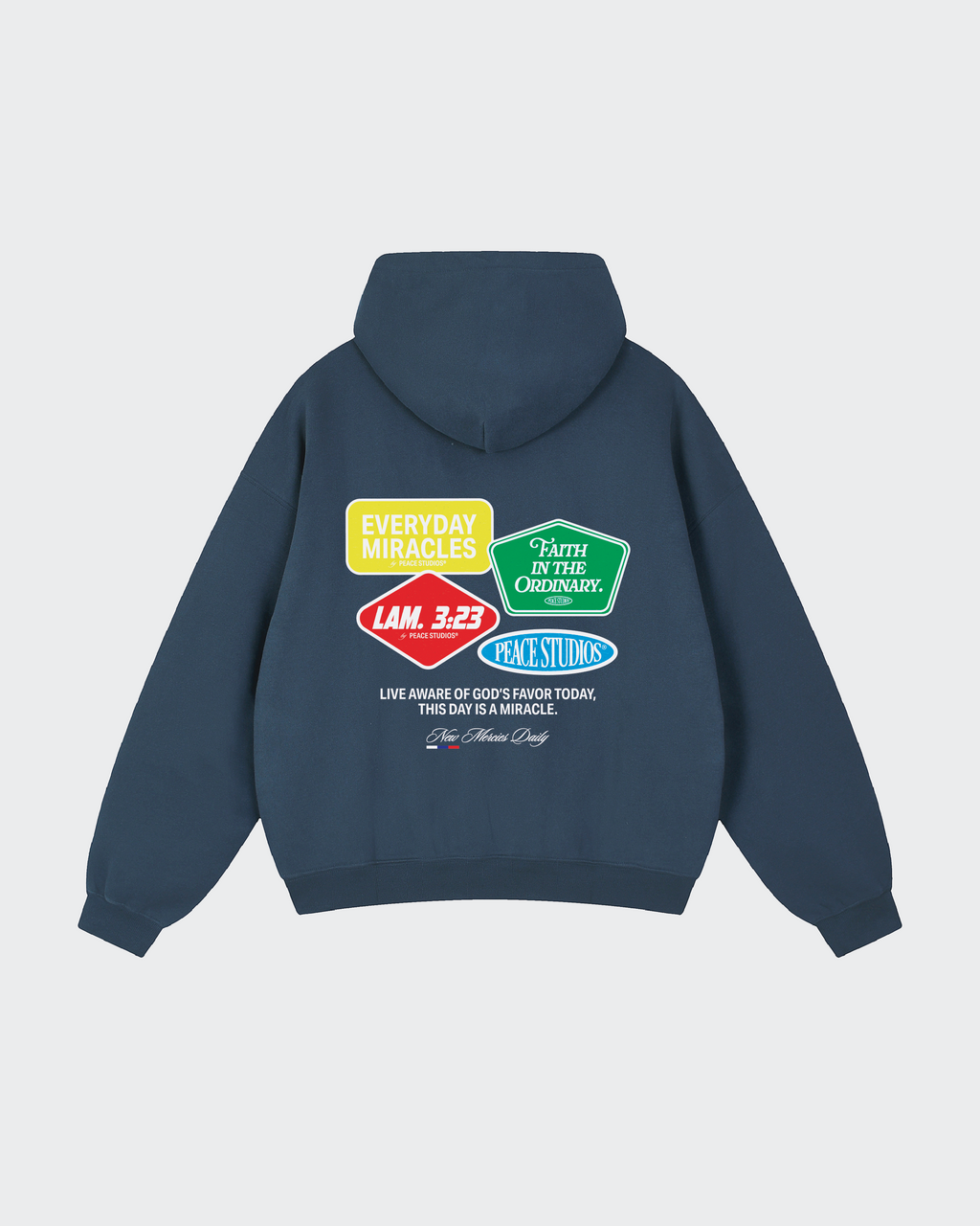 Everyday Miracles Navy Blue Boxy Hoodie | House Of Peace®