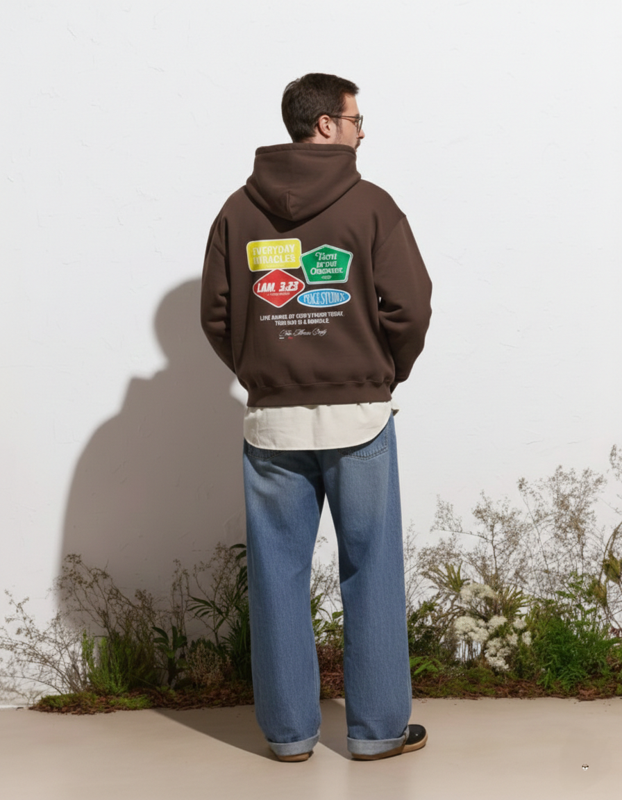 Everyday Miracles Brown Boxy Hoodie | House Of Peace®