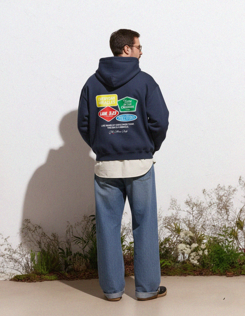 Everyday Miracles Navy Blue Boxy Hoodie | House Of Peace®