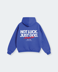Not Luck Just God Blue Oversized Heavyweight Hoodie | House of Peace®