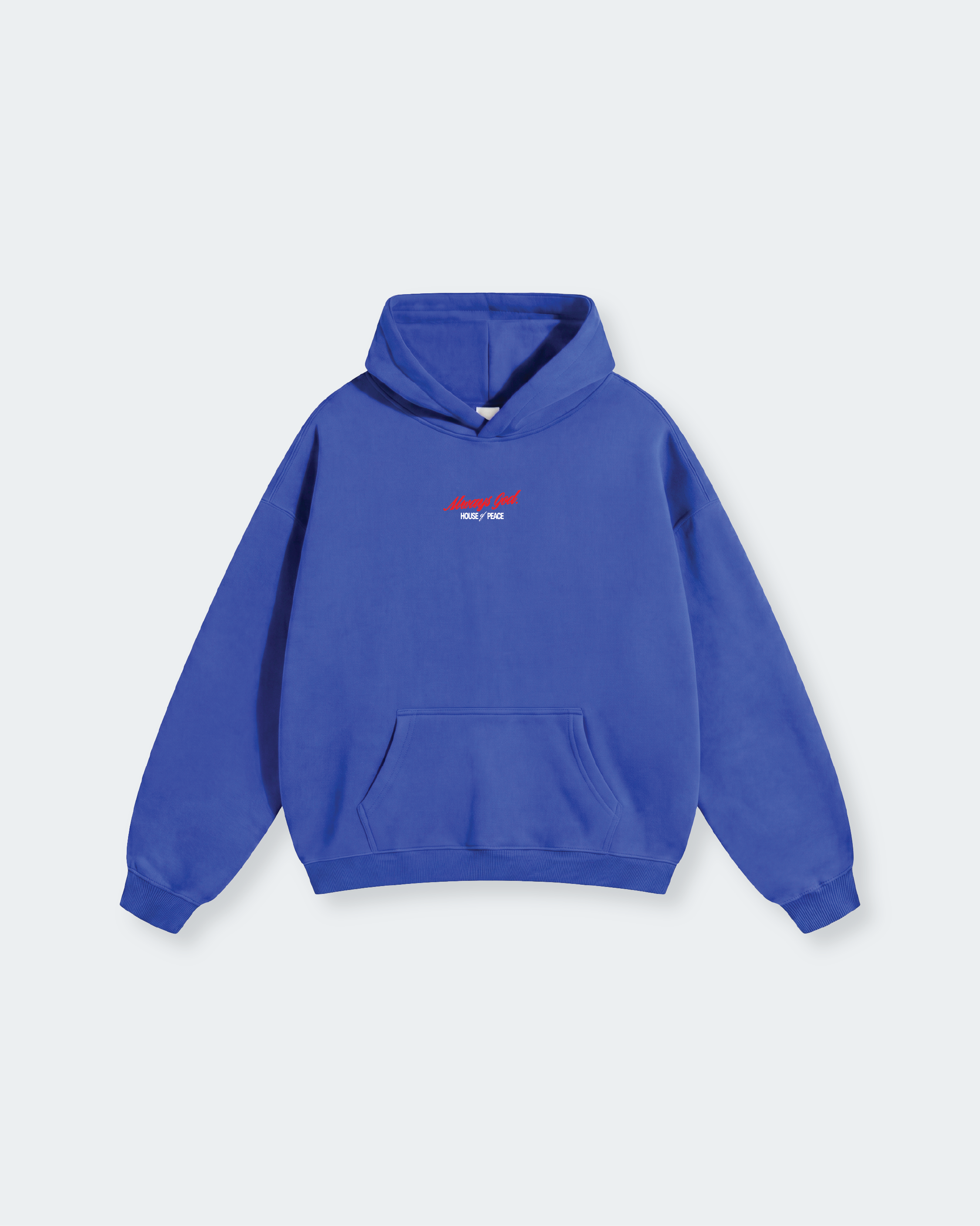 Not Luck Just God Blue Oversized Heavyweight Hoodie | House of Peace®