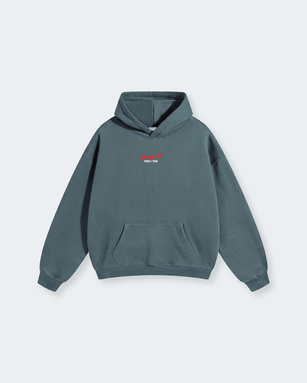 Not Luck Just God Gray Blue Oversized Heavyweight Hoodie | House of Peace®