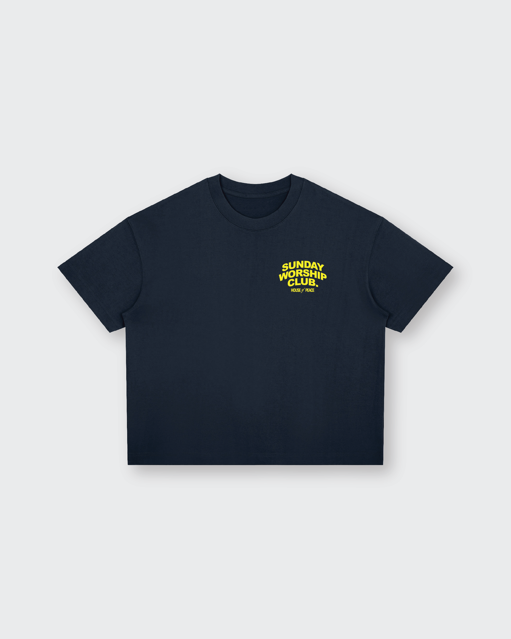 Sunday Worship Club Summer Navy Blue Boxy Drop Shoulder Tee | House of Peace®