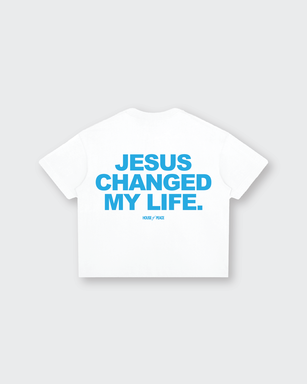 Jesus Changed My Life White Boxy Drop Shoulder Tee | House of Peace®