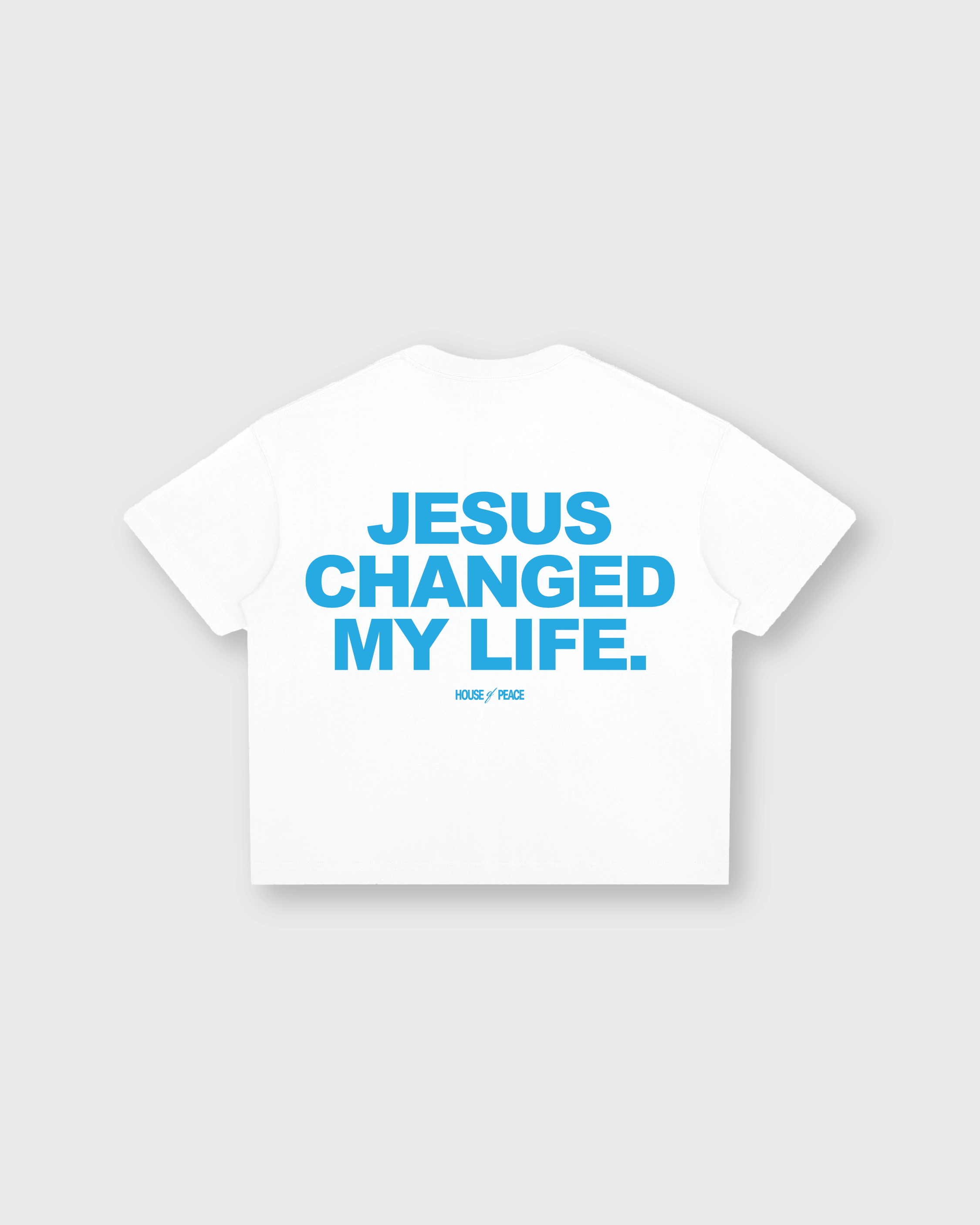 Jesus Changed My Life White Boxy Drop Shoulder Tee | House of Peace®