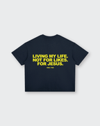 Living My Life Navy Blue Boxy Drop Shoulder Tee | House of Peace®