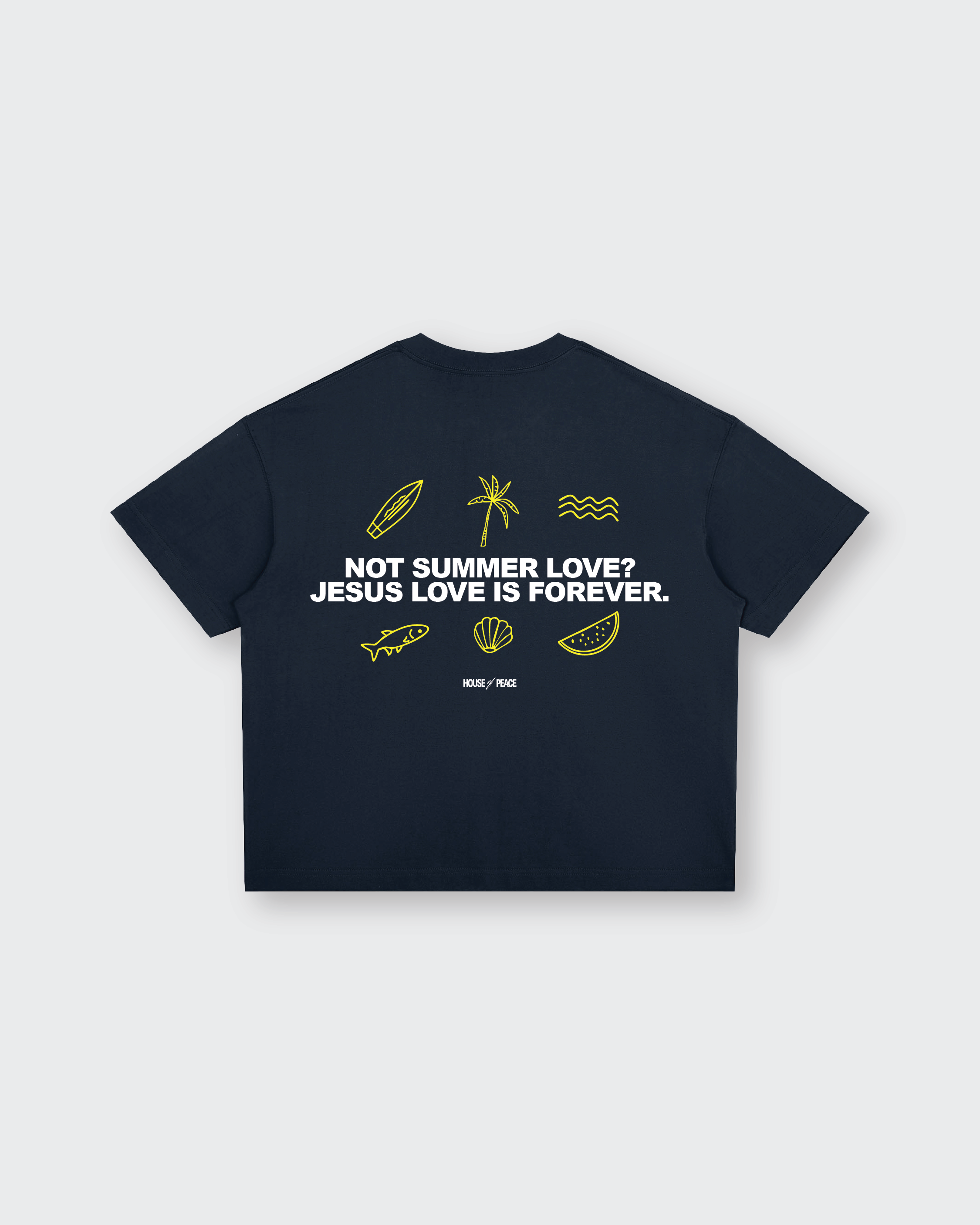Summer Love Navy Blue Boxy Drop Shoulder Tee | House of Peace®