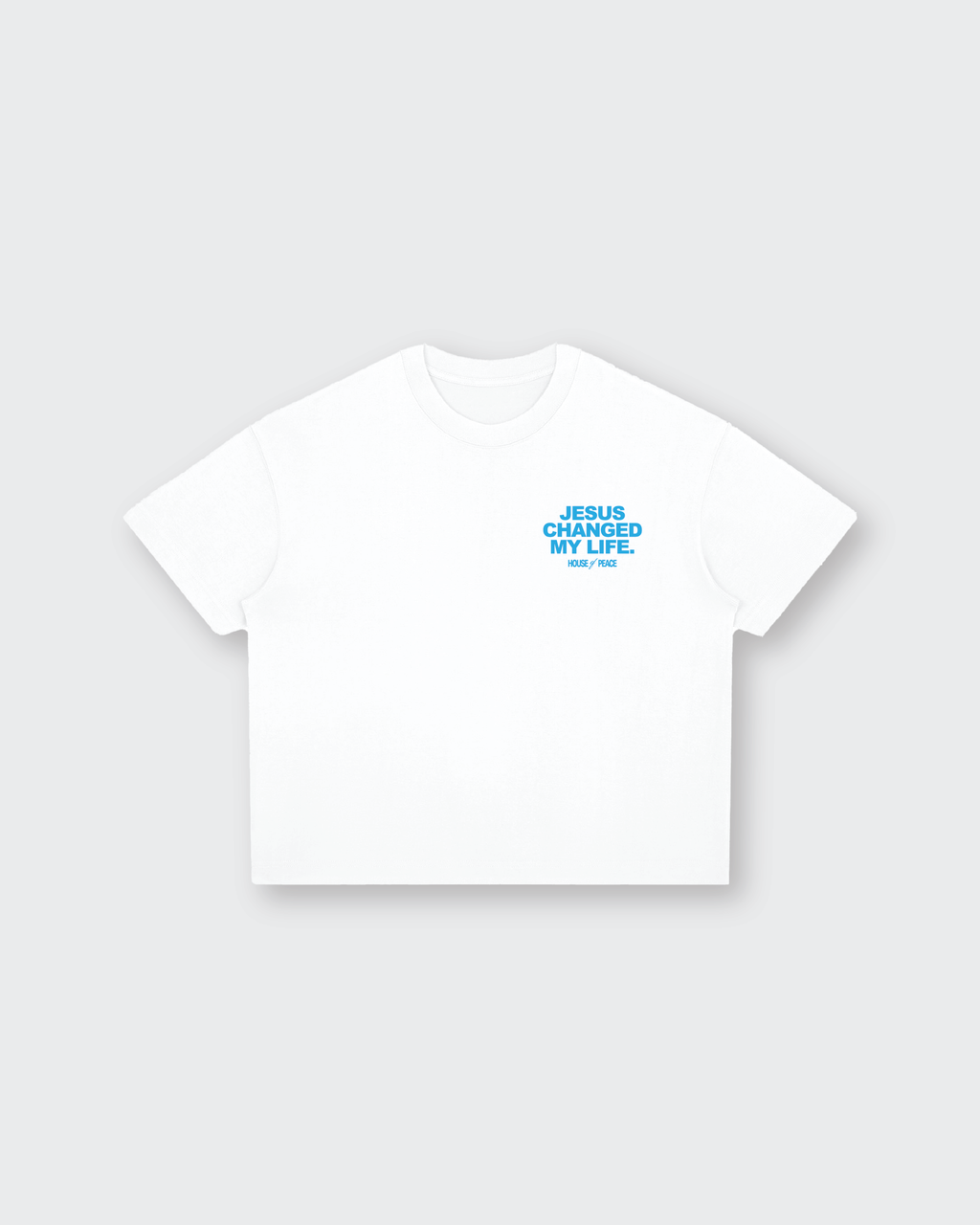 Jesus Changed My Life White Boxy Drop Shoulder Tee | House of Peace®