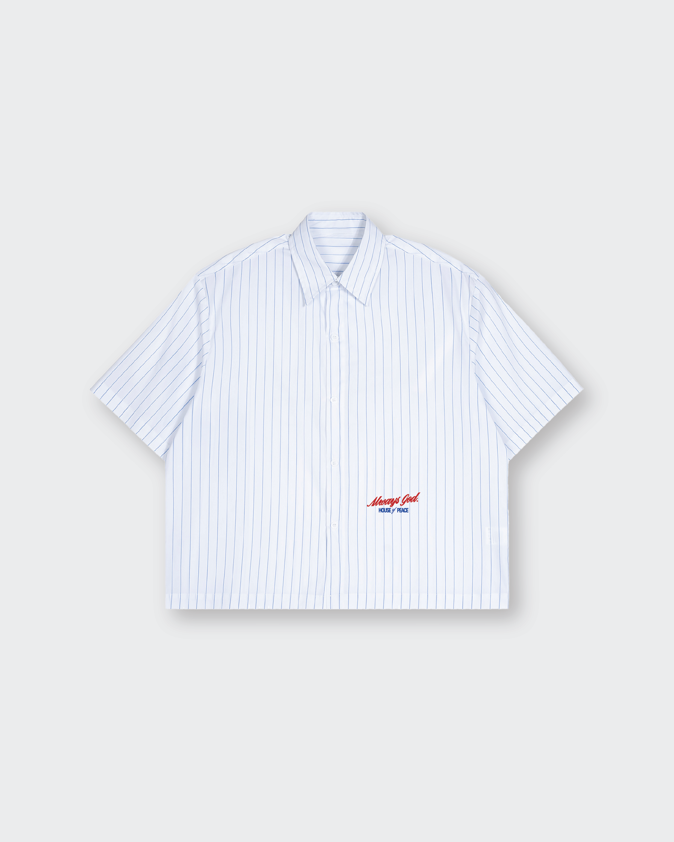 Not Luck Just God White Oversized Striped Boxy Shirt | House Of Peace®