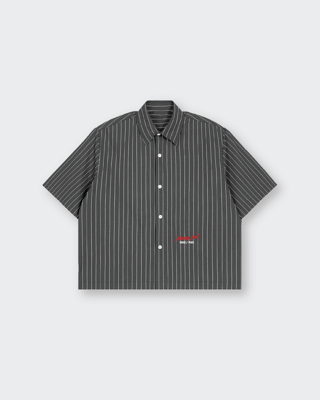 Not Luck Just God Dark Gray Oversized Striped Boxy Shirt | House Of Peace®