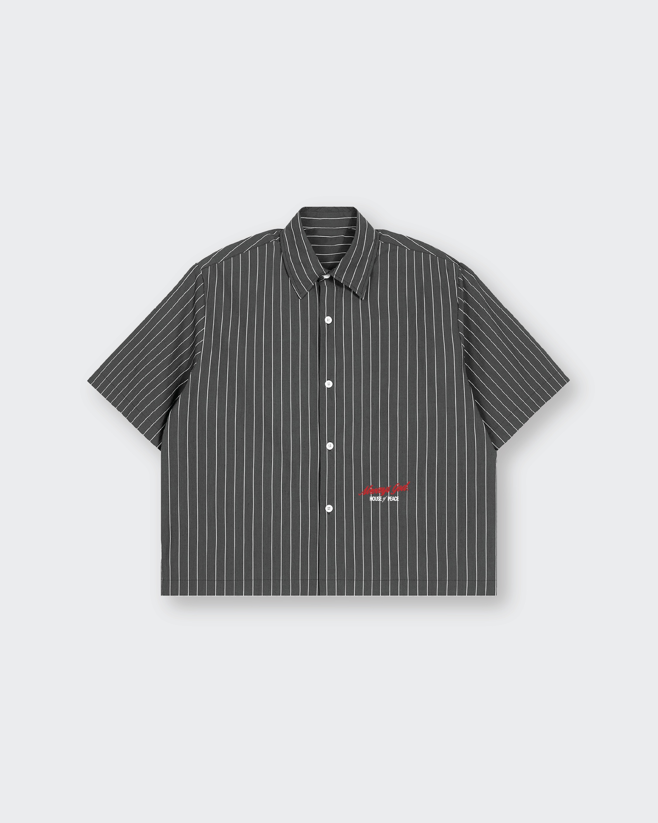 Not Luck Just God Dark Gray Oversized Striped Boxy Shirt | House Of Peace®