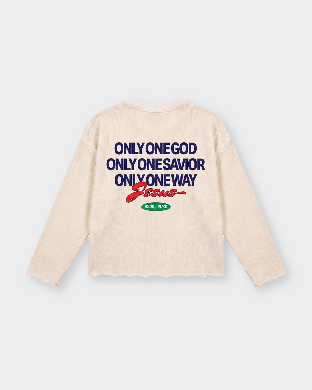 Only Jesus Vintage Beige Raw Edge Boxy Longsleeve | House of Peace®
