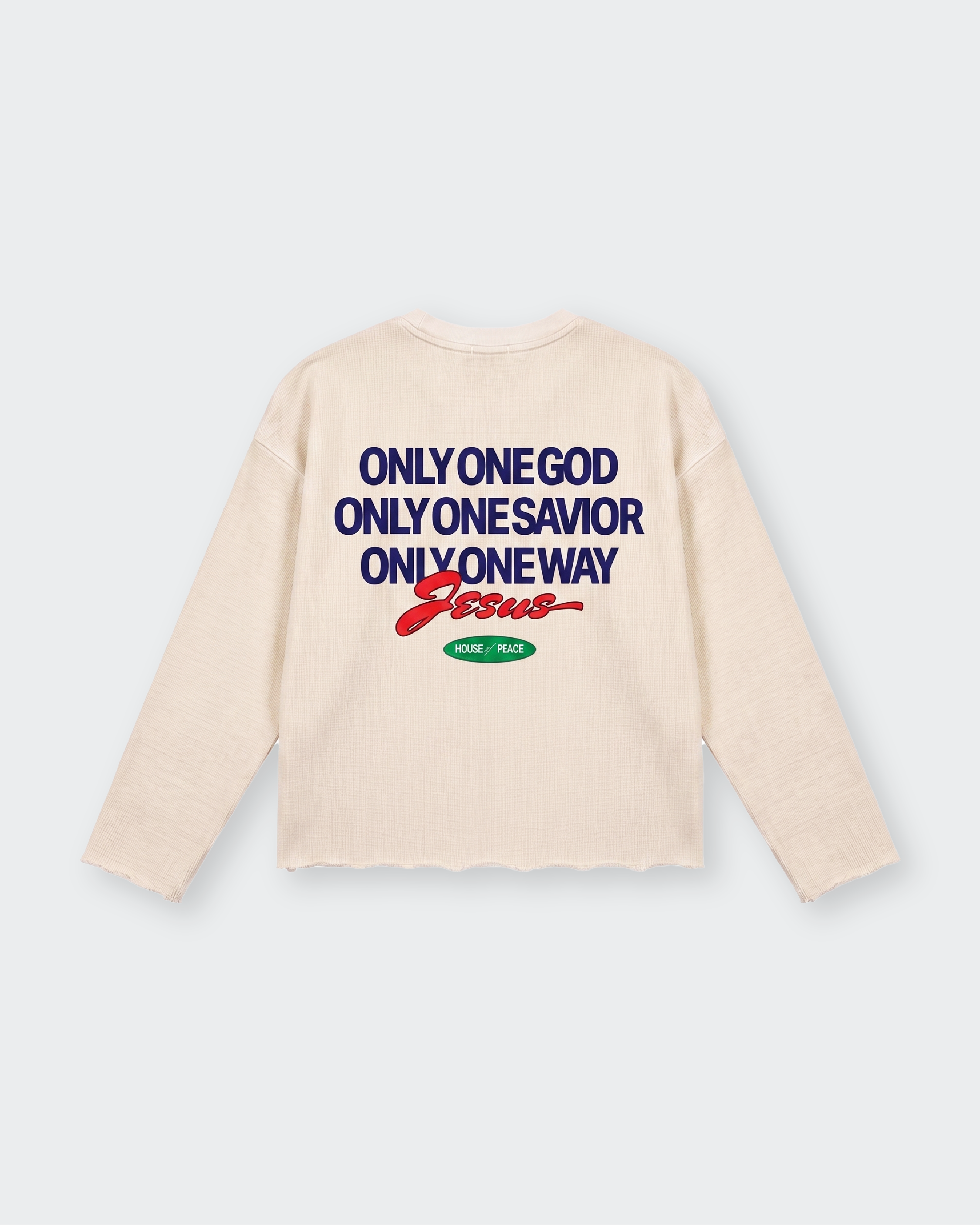 Only Jesus Vintage Beige Raw Edge Boxy Longsleeve | House of Peace®