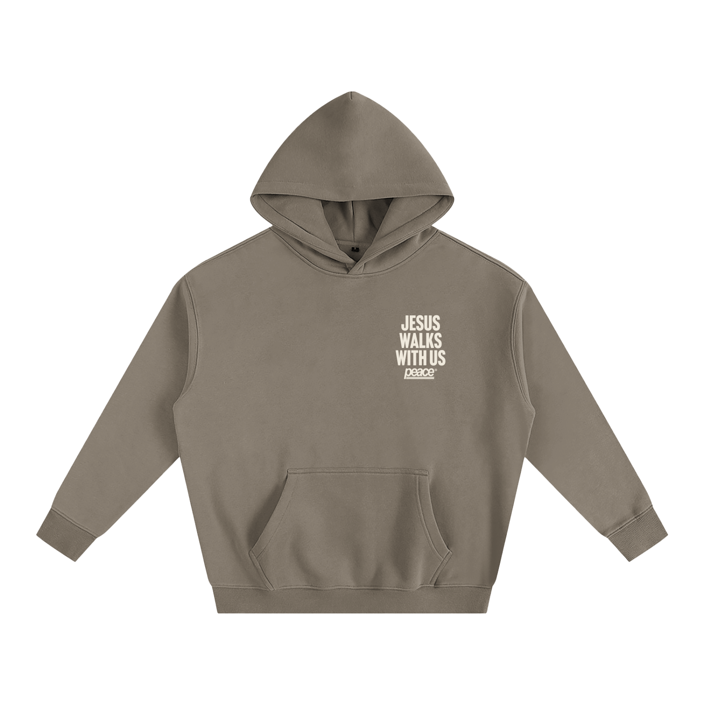 Jesus Walks With Us Gray Coffee Oversized Heavyweight Hoodie | Peace® ODMPOD