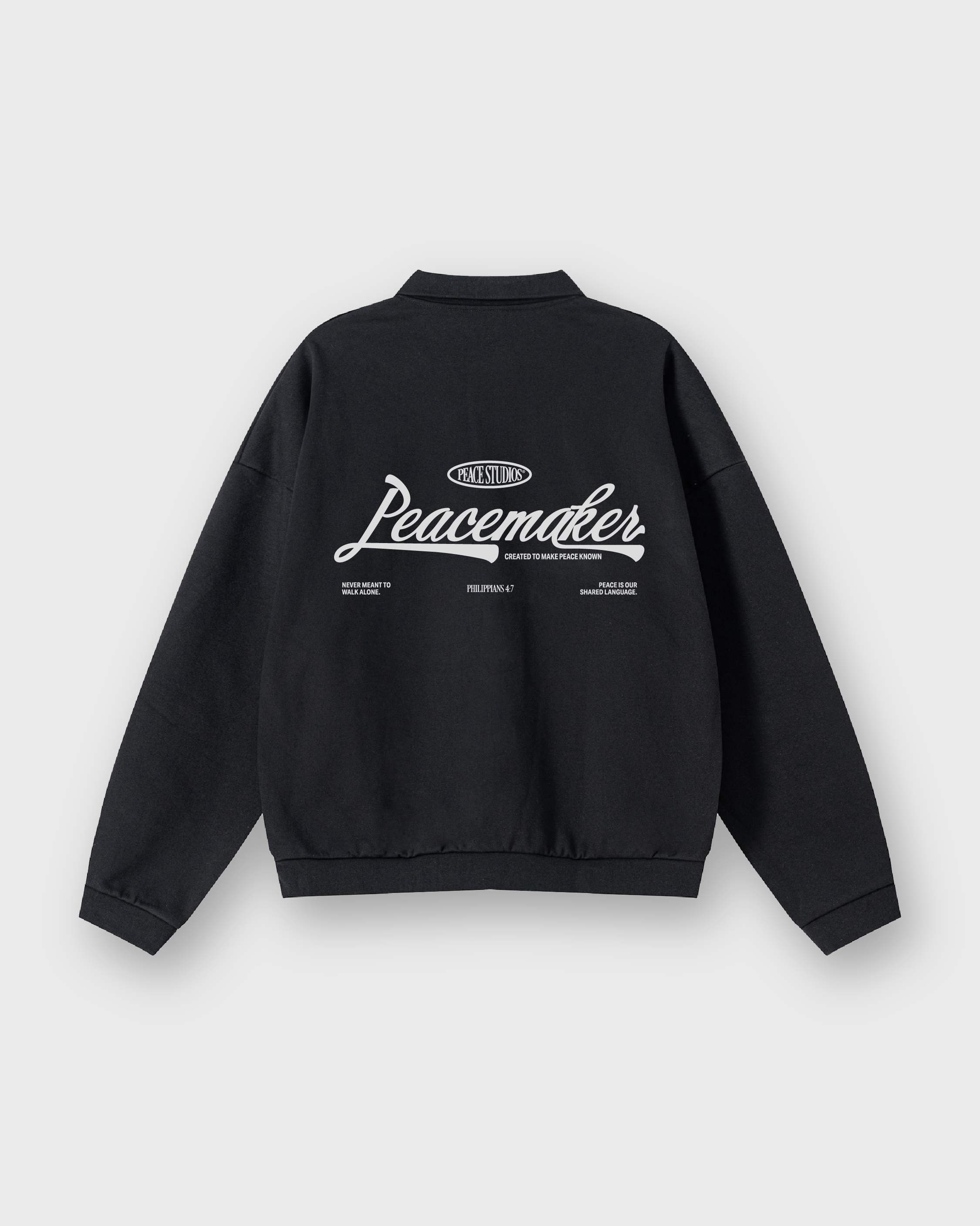 Peacemaker Heavyweight Black Fleece Polo Sweatshirt | House Of Peace®