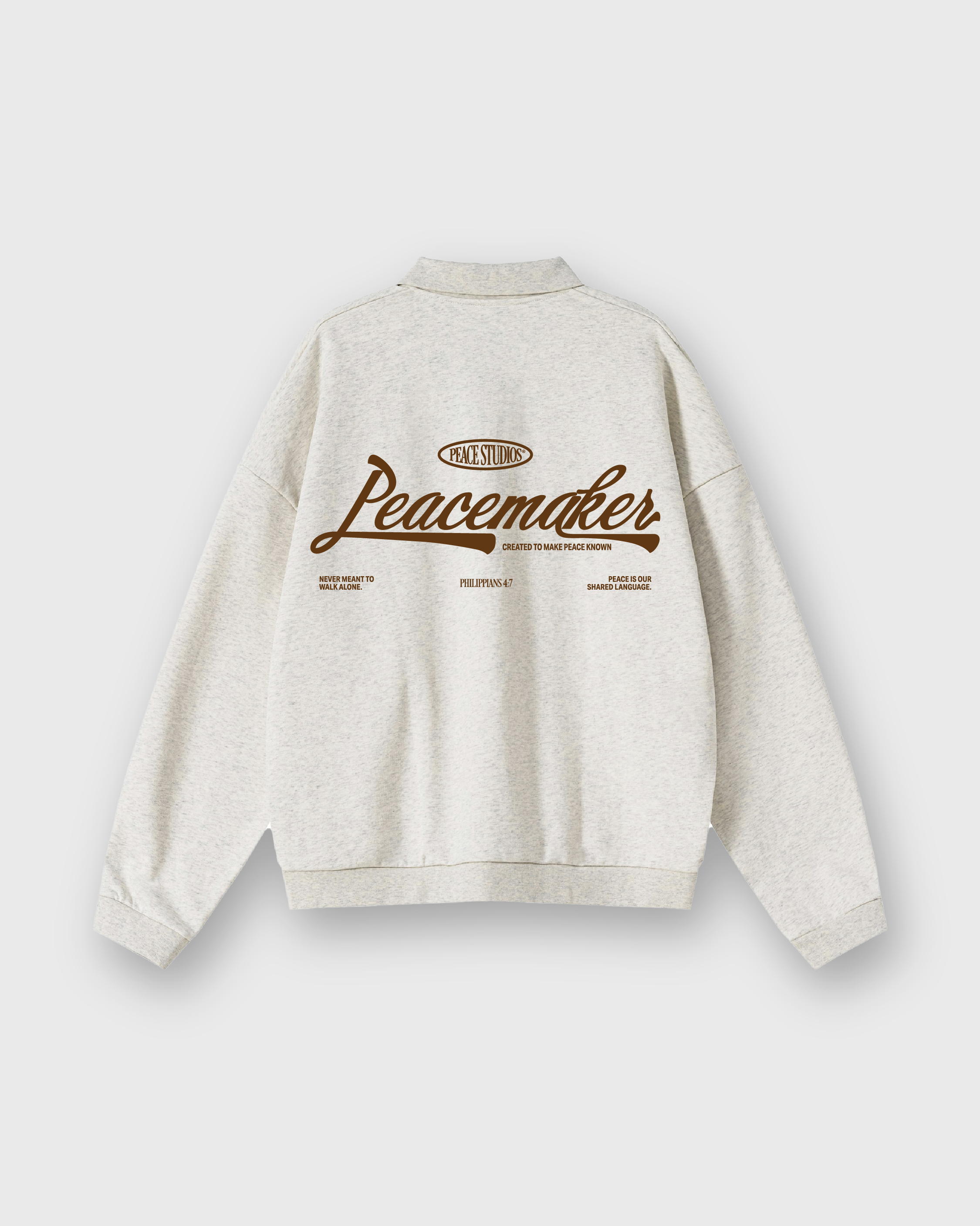 Peacemaker Heavyweight Oat Gray Fleece Polo Sweatshirt | House Of Peace®