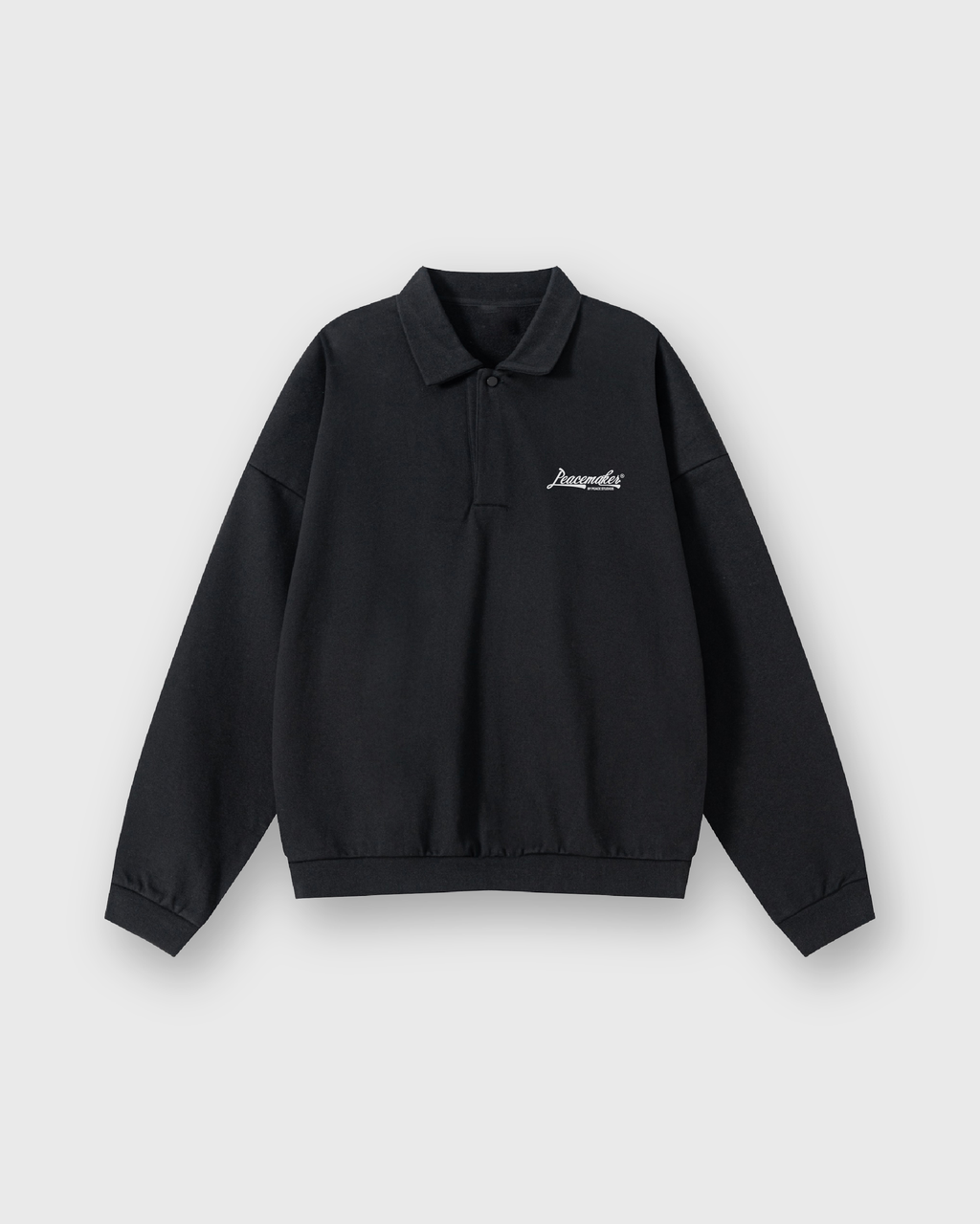 Peacemaker Heavyweight Black Fleece Polo Sweatshirt | House Of Peace®