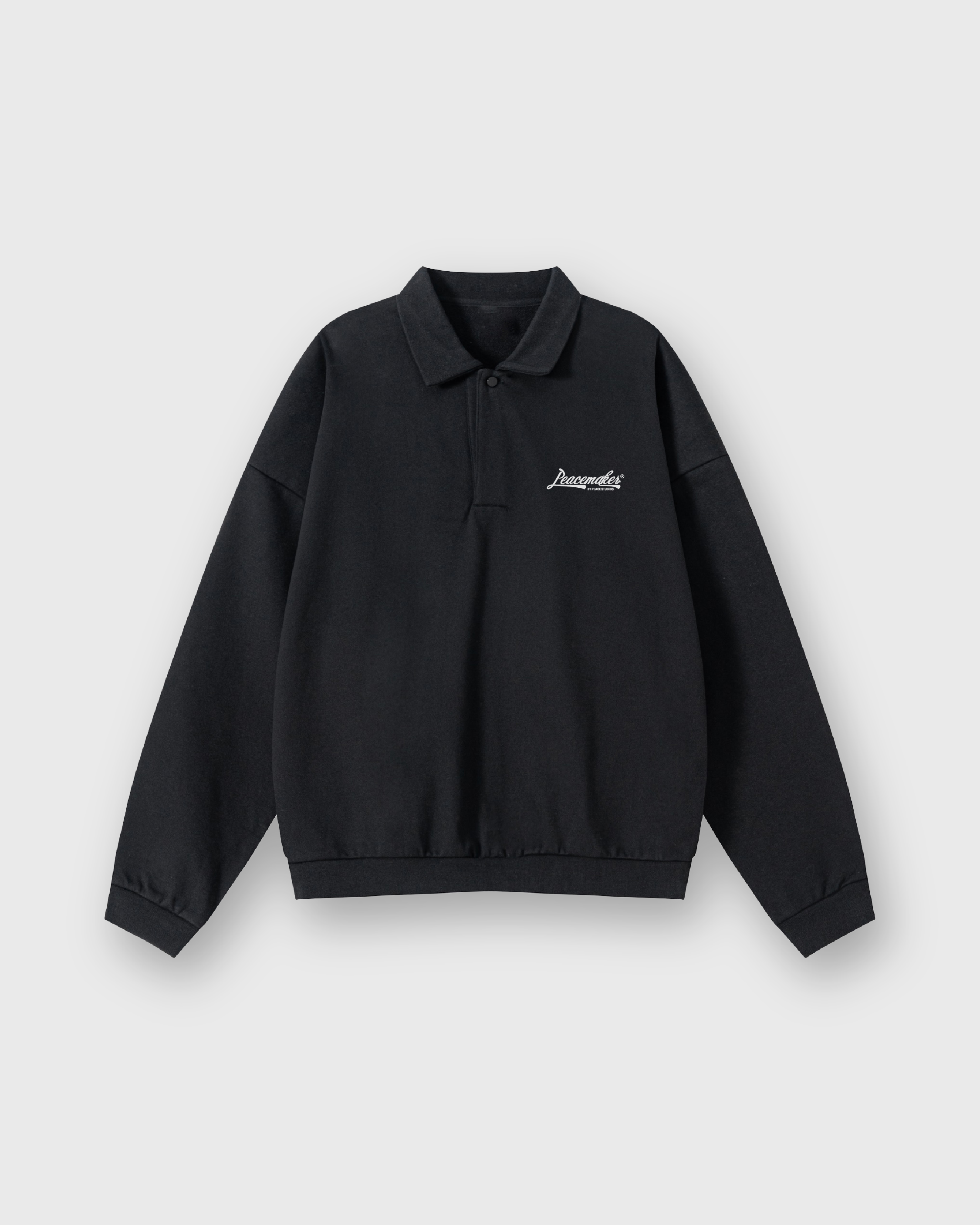 Peacemaker Heavyweight Black Fleece Polo Sweatshirt | House Of Peace®