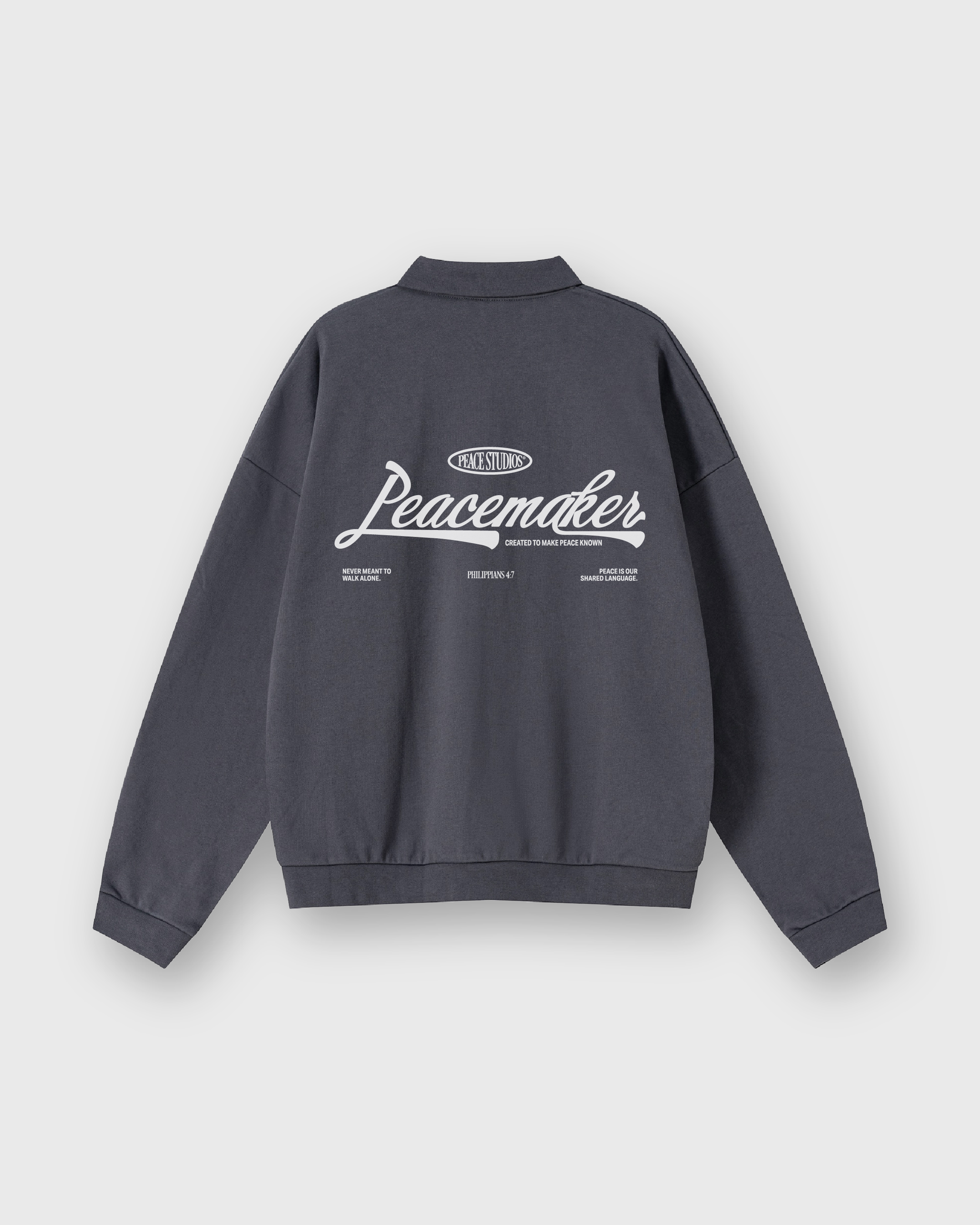 Peacemaker Heavyweight Gray Fleece Polo Sweatshirt | House Of Peace®