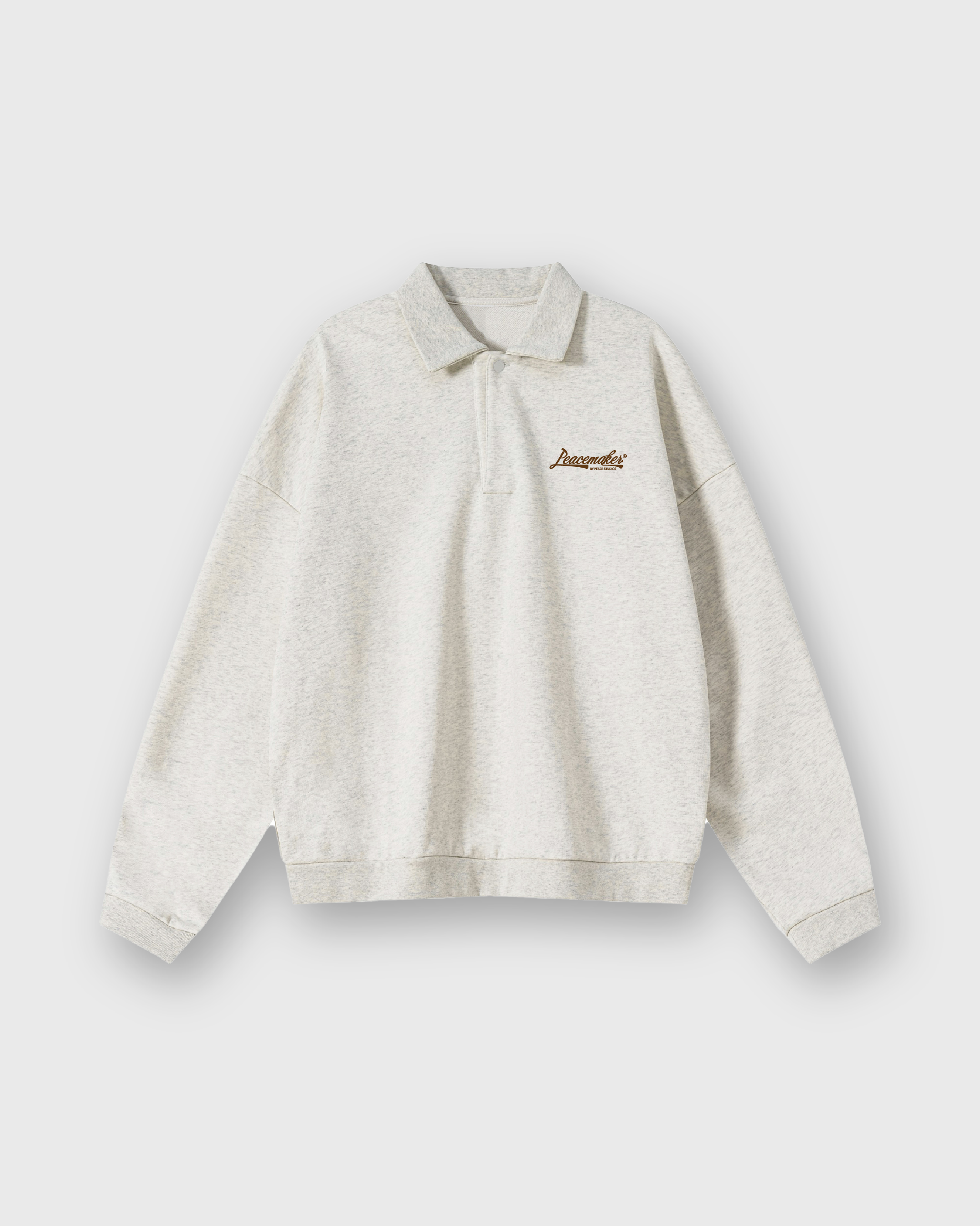 Peacemaker Heavyweight Oat Gray Fleece Polo Sweatshirt | House Of Peace®
