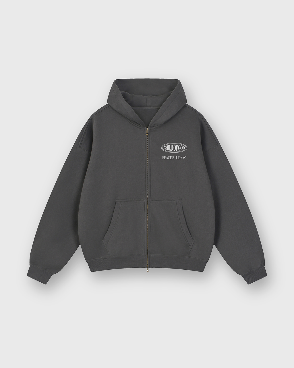 Child of God II Dark Gray Dual-Zip Fleece Boxy Hoodie | House Of Peace®