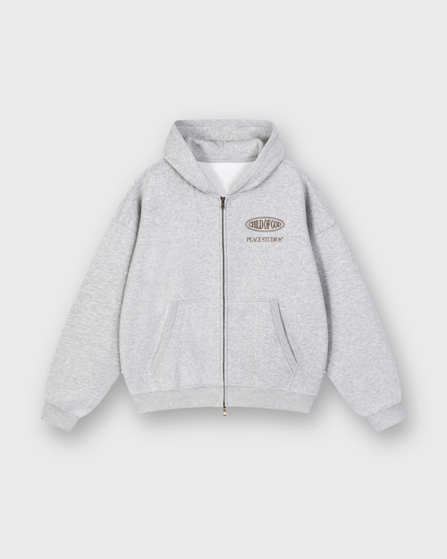 Child of God II Gray Dual-Zip Fleece Boxy Hoodie | House Of Peace®