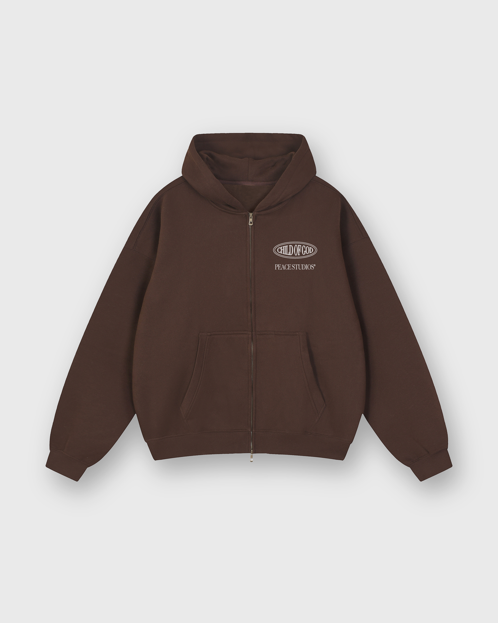 Child of God II Brown Dual-Zip Fleece Boxy Hoodie | House Of Peace®